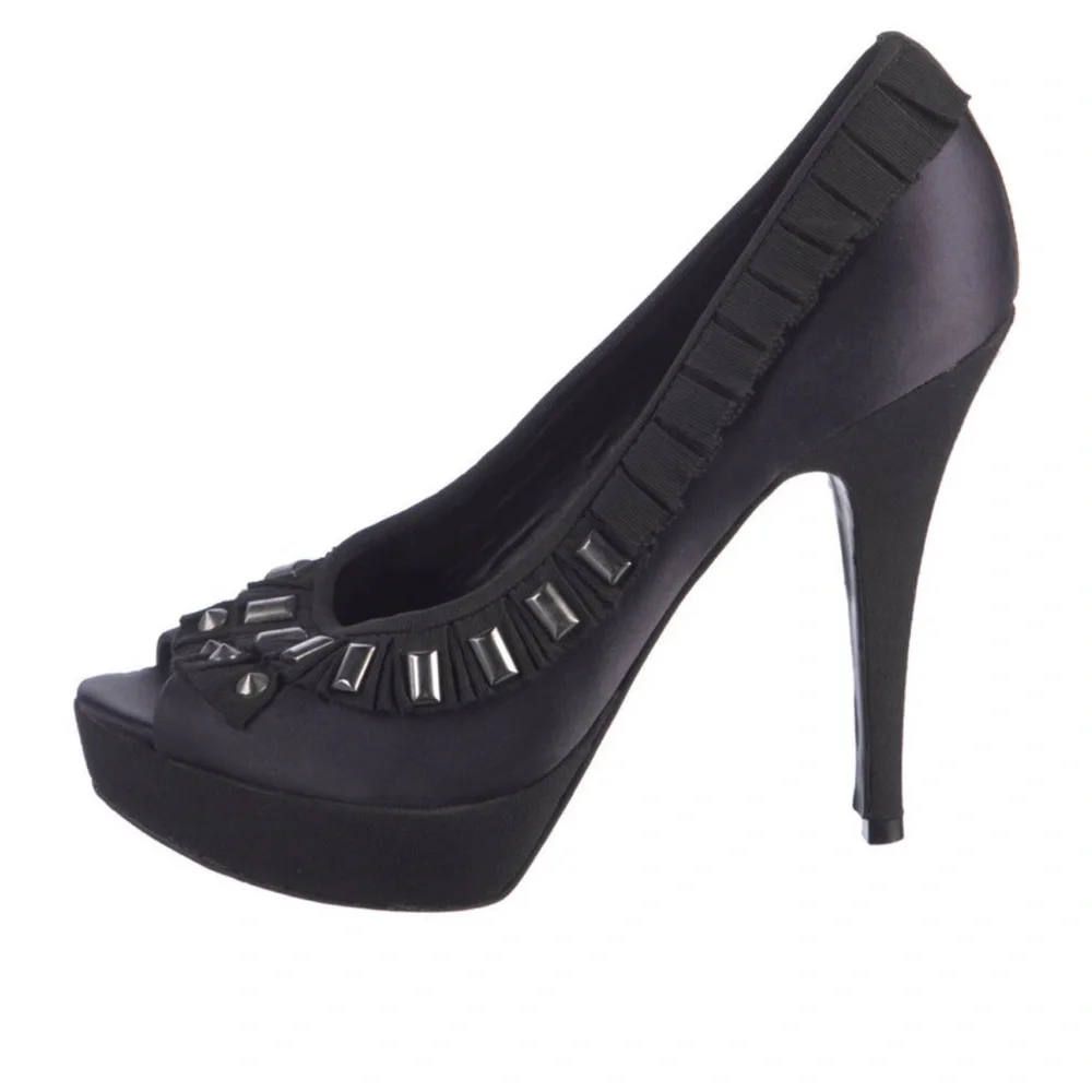Tory Burch Deep Purple and Black Embellished Heels
